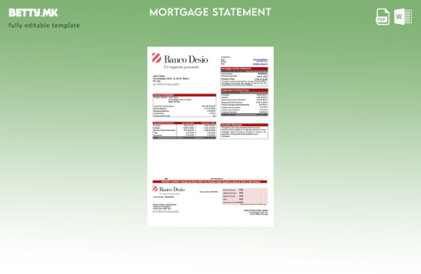 модерен стил Италија Banco di Desio e della Brianza изјава за хипотека Шаблон за